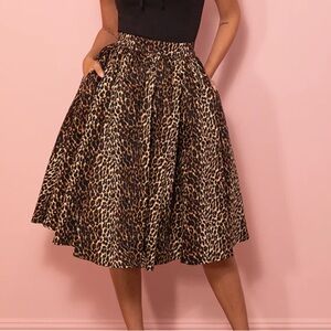 Leopard Print A-Line Skirt